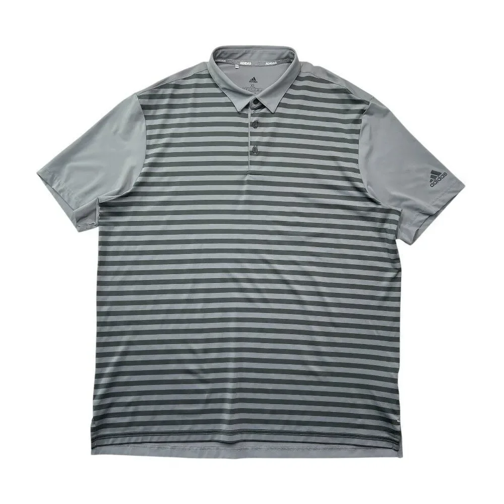 Adidas Golf Polo Men's Size‎ XL Gray Striped Performance Stretch Business Casual